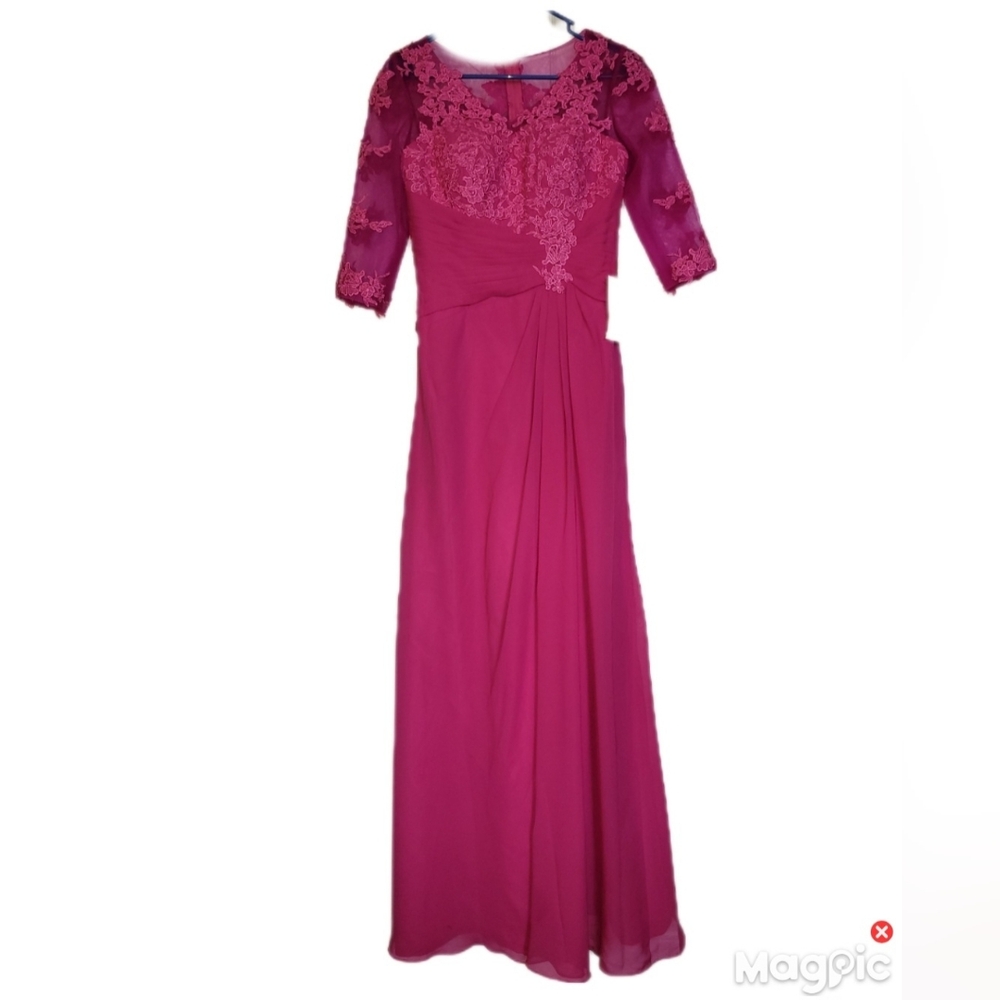 Hot Pink A-line Full Length Small LanTing Bridal Gown Prom Pagent Wear NWT 299.